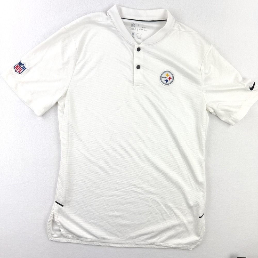 Pittsburgh Steelers Nike On Field‎ Band Collar Shirt S Mens White Short Sleeve